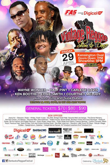 Barbados Vintage Reggae Show & Dance 2016