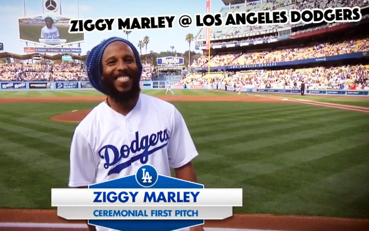 Ziggy Marley visits Los Angeles Dodgers and Throws First Pitch