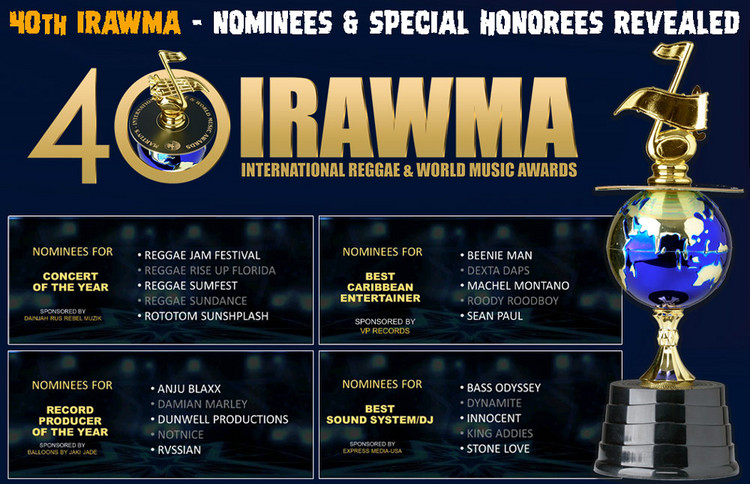 40th International Reggae & World Music Awards - Nominees & Special Honorees Revealed