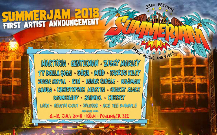 Announcement: SummerJam 2018 with Gentleman, Ziggy Marley & SOJA