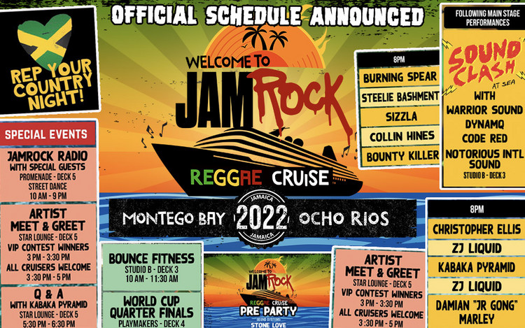 Welcome To Jamrock Reggae Cruise 2022 - Official Schedule
