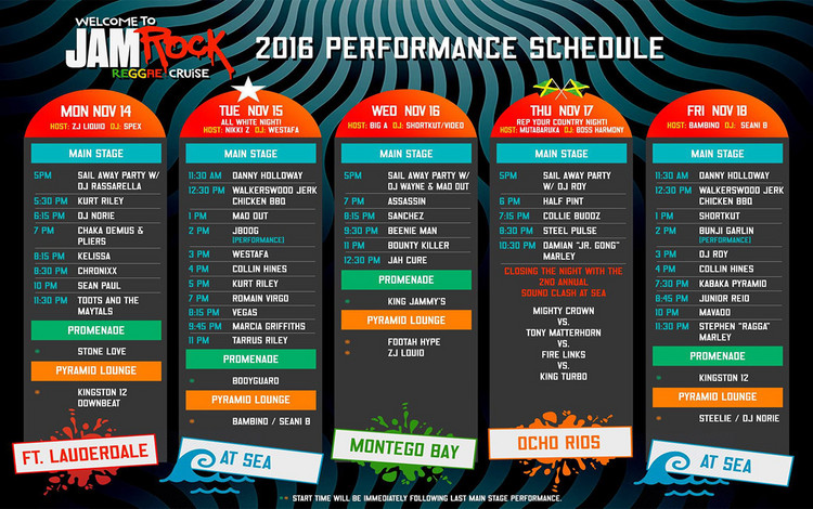 Day by Day Line-Up - Welcome To Jamrock Reggae Cruise 2016