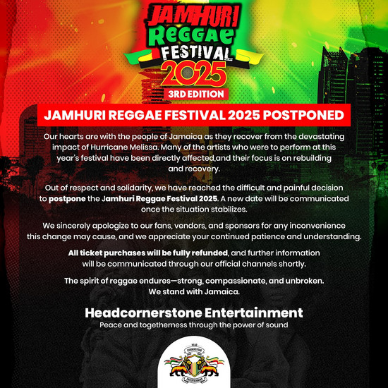 Postponed: Jamhuri Reggae Festival 2025