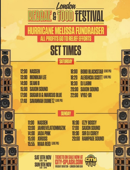 London Reggae & Food Festival - Hurricane Melissa Fundraiser 2025