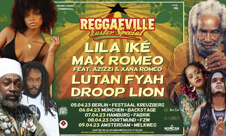 Lila Iké, Max Romeo with Azizzi & Xana, Lutan Fyah + Droop Lion @ Reggaeville Easter Special 2023
