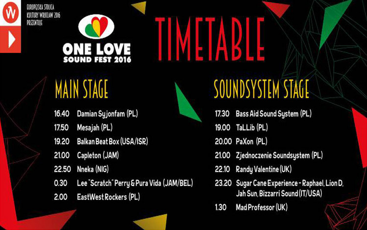 Timetable - One Love Sound Fest 2016