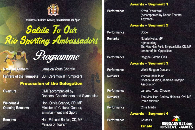 Jamaica Salutes The Rio Sports Ambassadors in Kingston, Jamaica