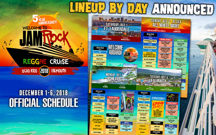 Welcome To Jamrock Reggae Cruise 2018 - Lineup by Day