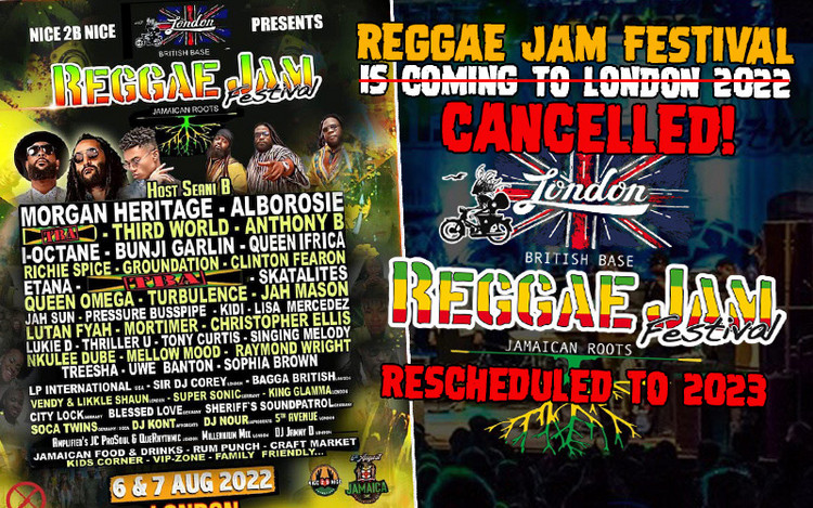 Reggae Jam Festival in London Cancelled - Rescheduled to 2023