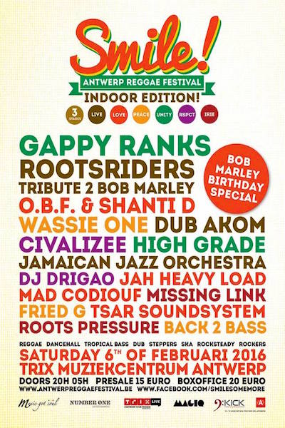 Smile! Antwerp Reggae Festival Indoor Edition 2016