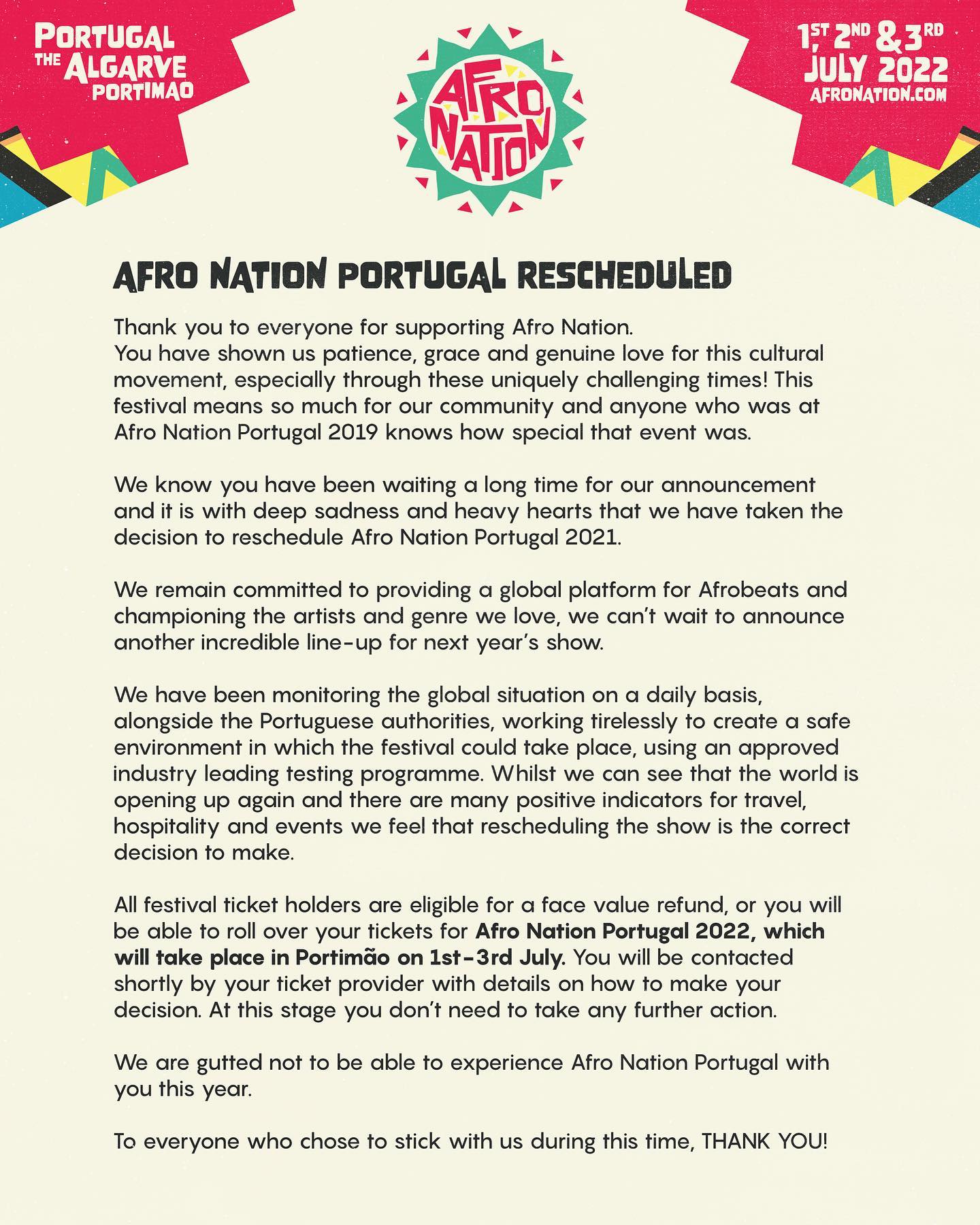 CANCELLED: Afro Nation - Portugal 2021