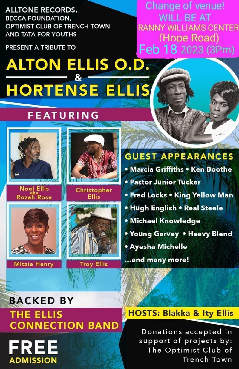 CANCELLED: Remembering Alton Ellis & Hortense Ellis 2023