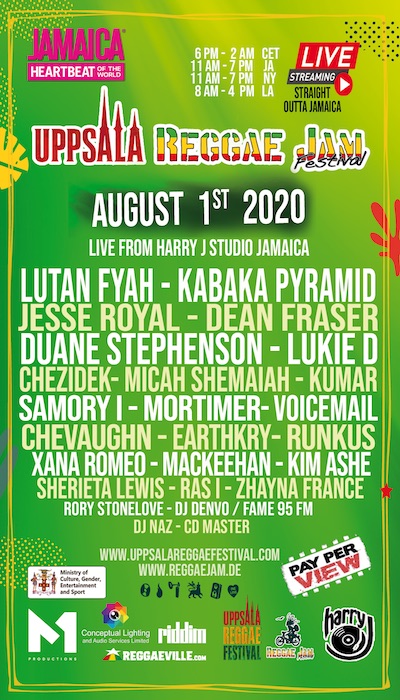 Uppsala Reggae Jam Festival 2020 - Live Stream from Harry J Studio Jamaica