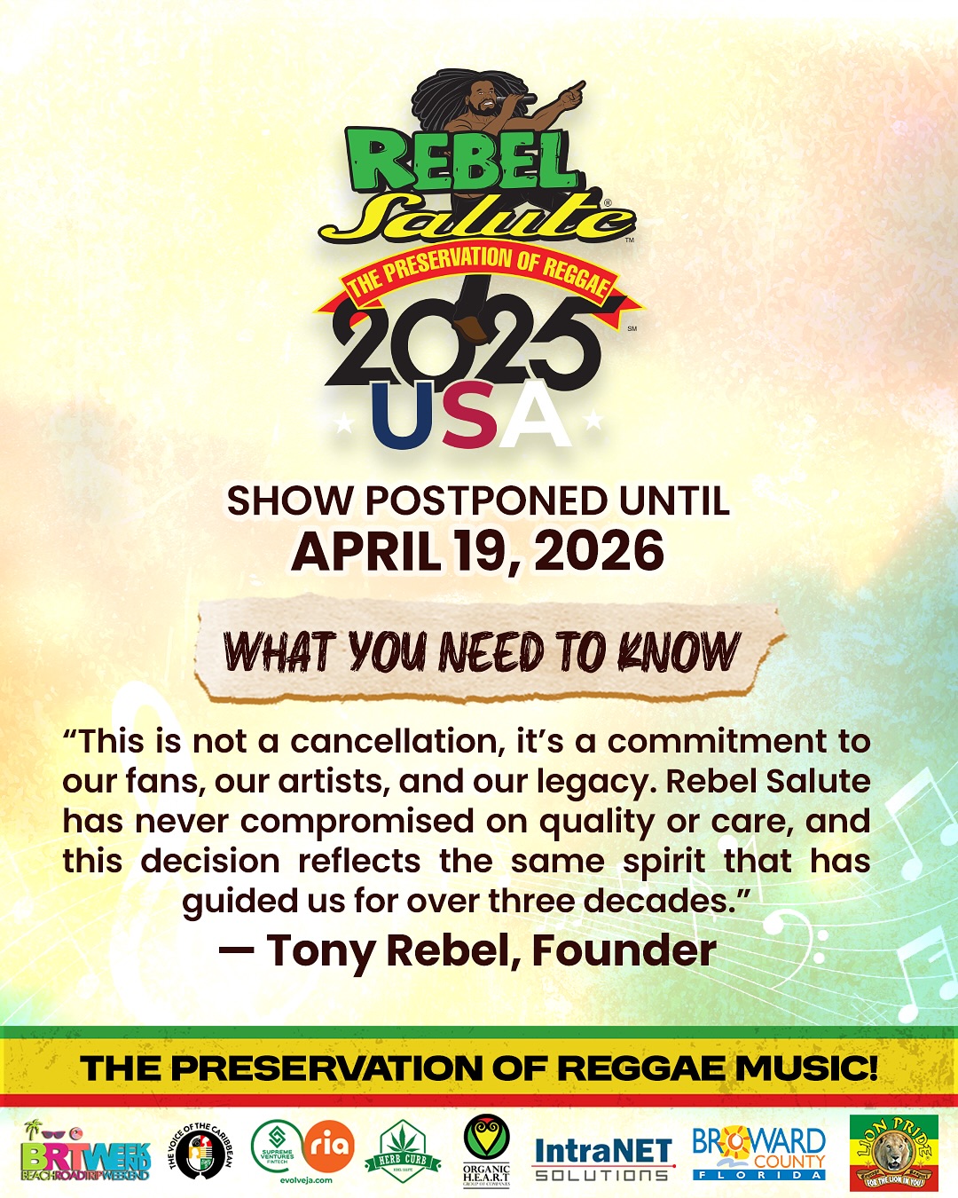 POSTPONED: Rebel Salute - USA 2025