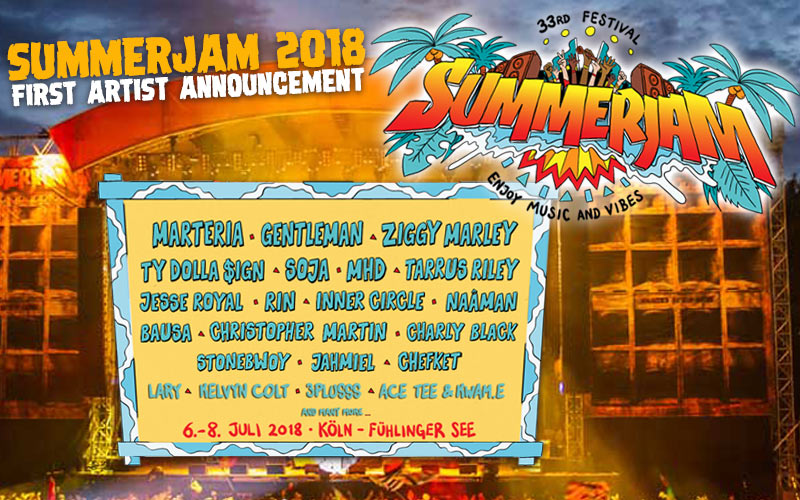 Announcement: SummerJam 2018 with Gentleman, Ziggy Marley & SOJA