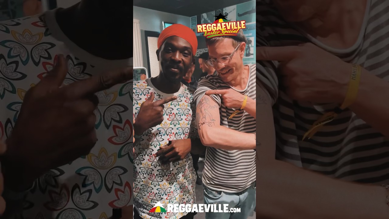 Anthony B sign a german fans arm to complete his Anthony B tattoo backstage in Amsterdam, Netherlands @ Reggaeville Easter Special 2024 [4/1/2024]