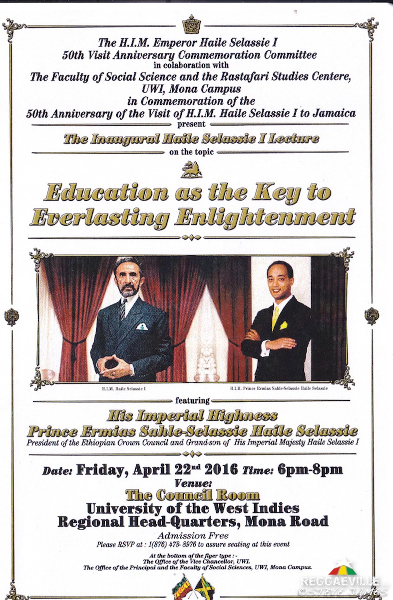 HIH Prince Ermias Sahle Selassie in Kingston, Jamaica @ UWI