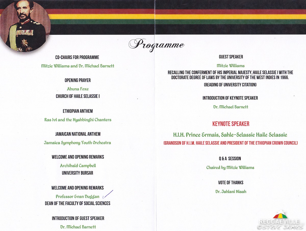 HIH Prince Ermias Sahle Selassie in Kingston, Jamaica @ UWI