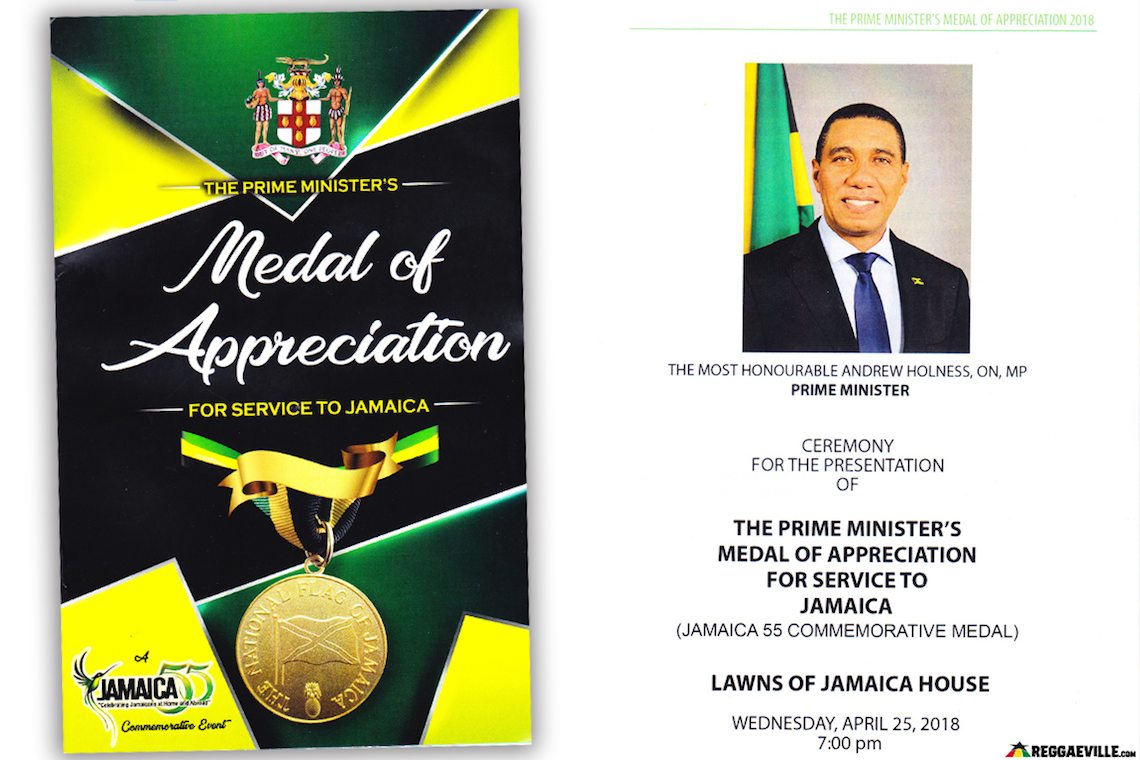 Medal of Appreciation For Service To Jamaica - Ceremony