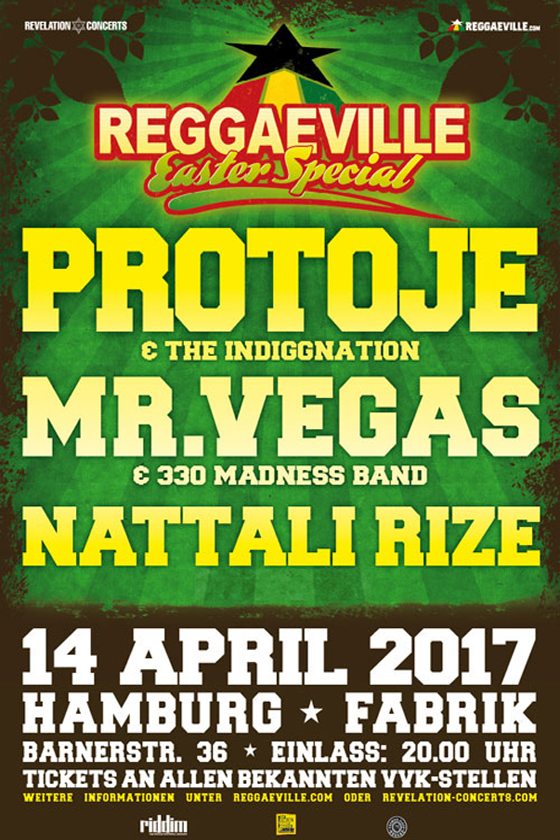 Protoje, Mr.Vegas & Nattali Rize in Hamburg, Germany @ Reggaeville Easter Special 2017