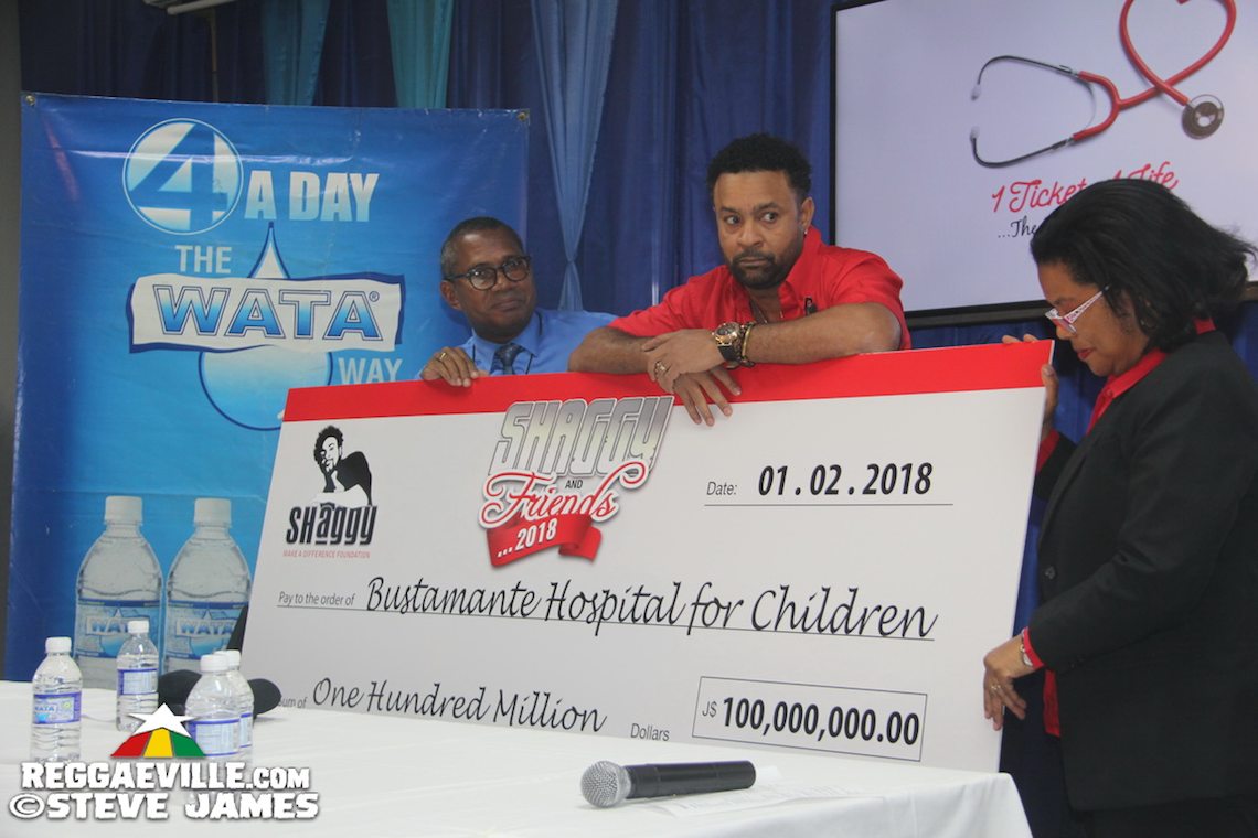 Shaggy Presents J$100 Million Cheque To Bustamante Hospital For Children