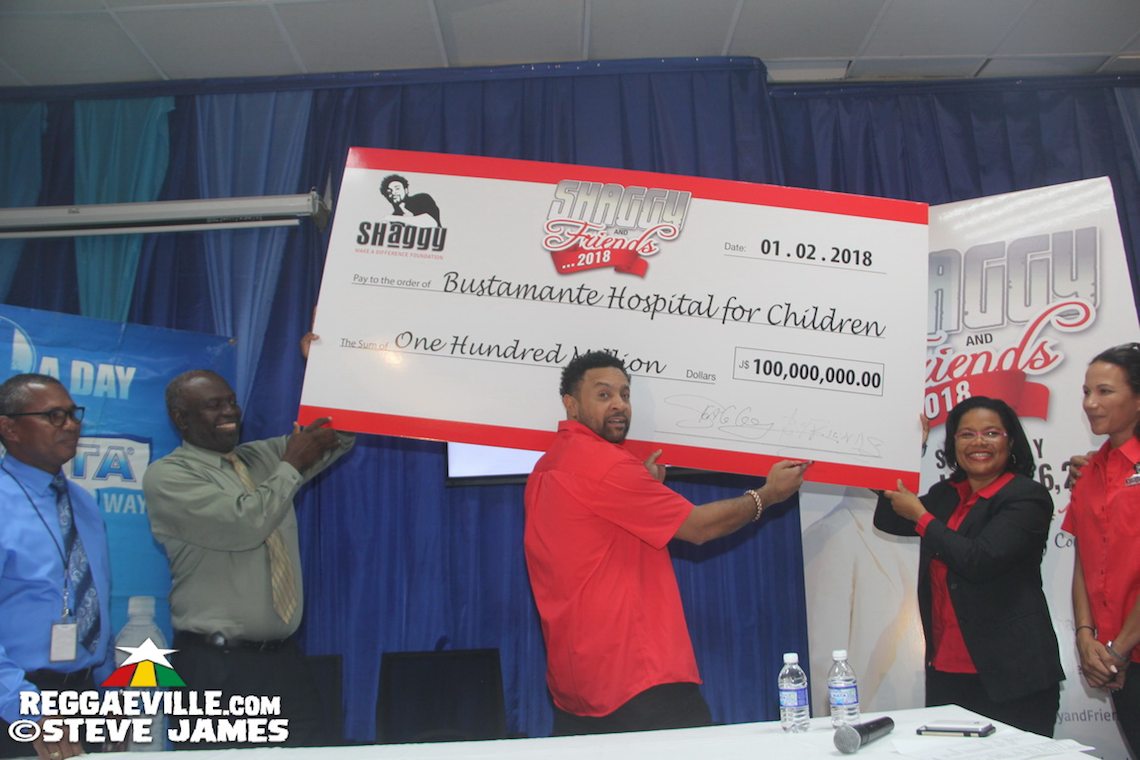 Shaggy Presents J$100 Million Cheque To Bustamante Hospital For Children