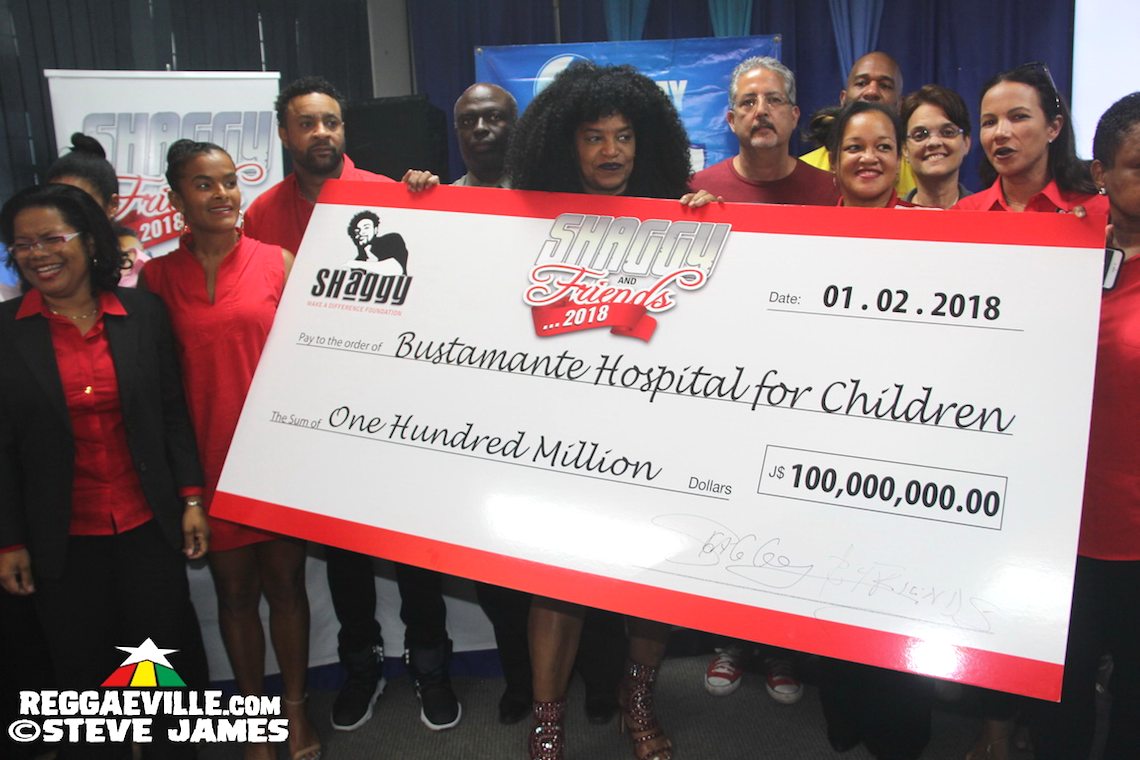 Shaggy Presents J$100 Million Cheque To Bustamante Hospital For Children