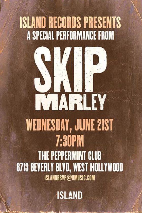 Skip Marley in Los Angeles, CA @ The Peppermint Club