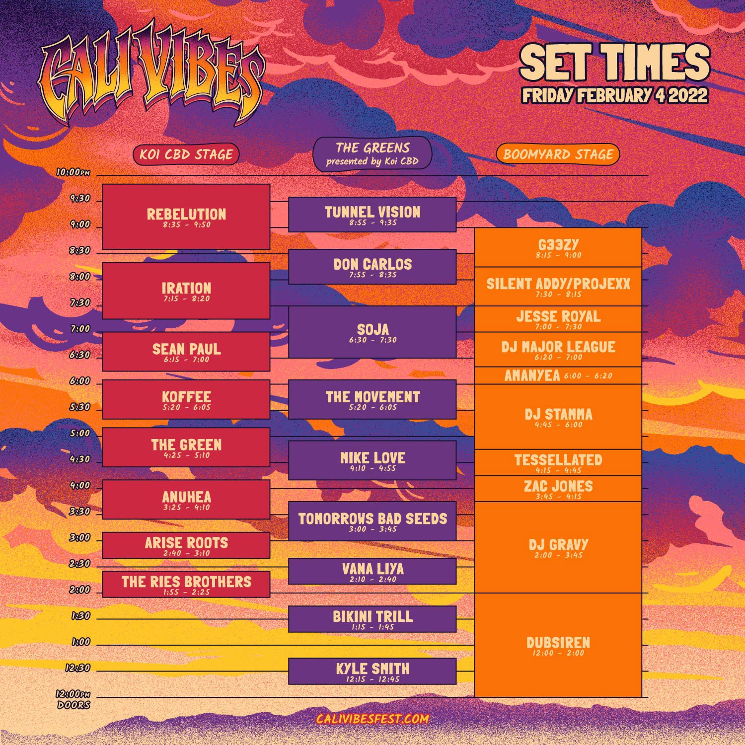 Cali Vibes 20   Running Order, Set Times & Free Live Stream