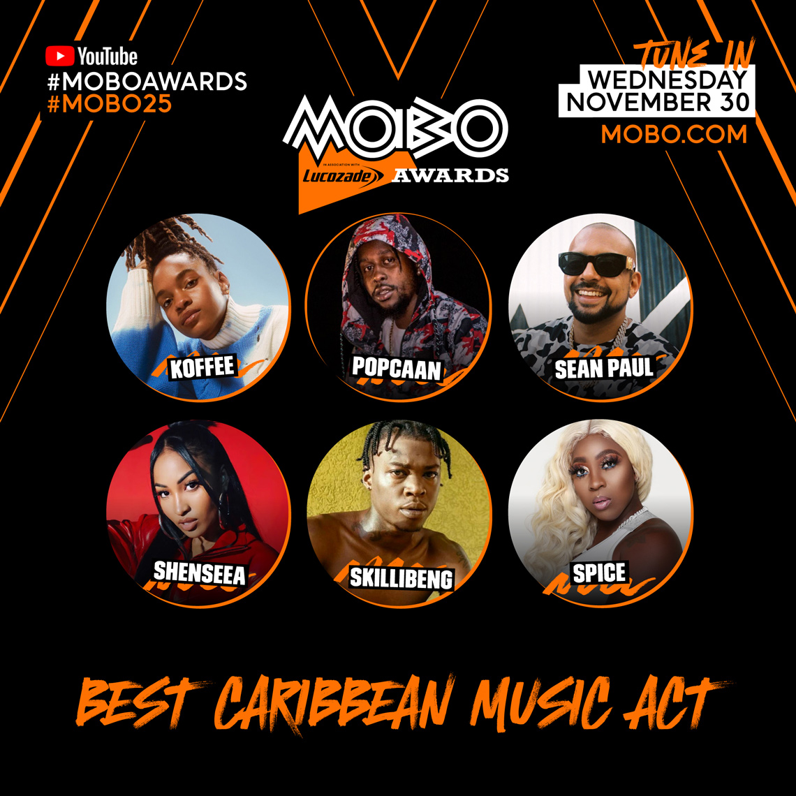 MOBO Awards 2022 Nomination for Koffee, Popcaan, Spice, Sean Paul